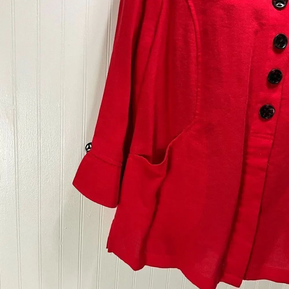 ALI MILES Red Button Down Top - Picture 3 of 6